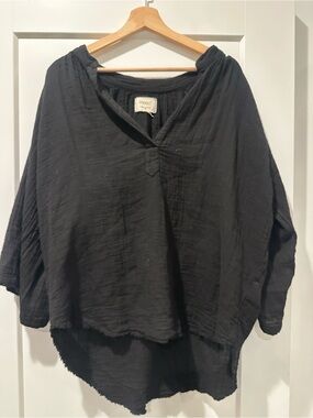 9 Seed black cotton blouse with a relaxed fit, size S